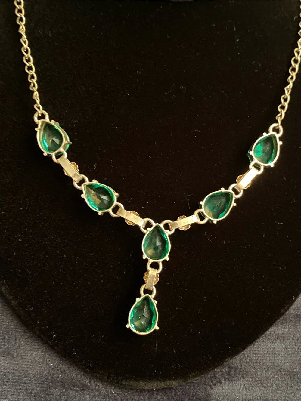 Sterling Silver Necklace Genuine Green Apatite Lariat Semi-Precious Vintage?